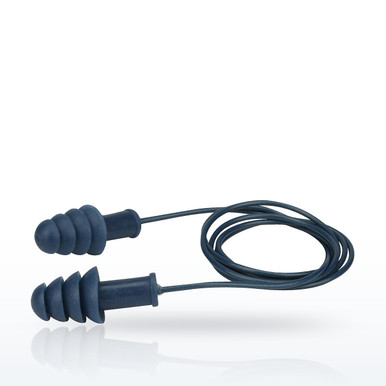 PIP 267-HPR410D Earplugs, Metal Detectable Reusable TPR Corded Ear Plugs, NRR 27
