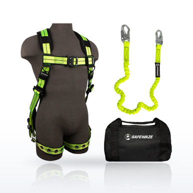 Safewaze Fall Protection Kits, PRO+ Bag Combo: FS-FLEX185 Harness, FS590 Lanyard
