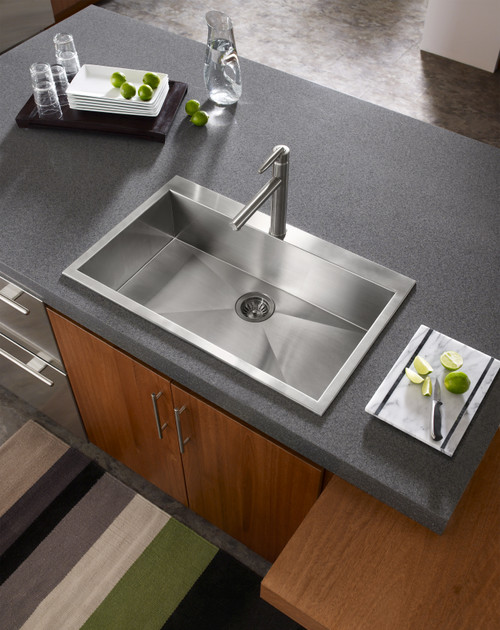 30 1/2" x16 3/4"x9" Zero Radius Topmount Stainless Steel 1-Hole Large Single Kitchen Sink Topmount