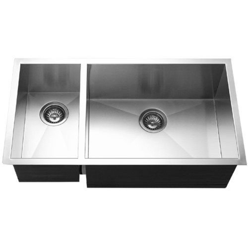 Undermount Stainless Steel 70/30 Double Bowl Kitchen Sink, Prep Bowl Left Undermount