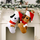 DOG Christmas Stocking - Cartoon Puppy - Brown AND White, Australian made dog treats by Huds and Toke