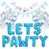 DOG Let’S Pawty Birthday Party Balloon Supplies Pack - Blue (back view), Australian made dog treats by Huds and Toke