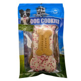 Large Happy Birthday Bone - Pink/Pastel - DOG Treats (back view), Australian made dog treats by Huds and Toke