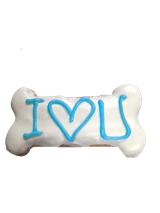Small DOG I Love U Bone - DOG Treats - Valentines DOG Treats (back view), Australian made dog treats by Huds and Toke
