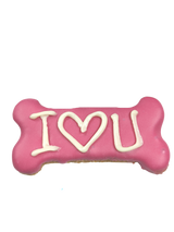 Small DOG I Love U Bone - DOG Treats - Valentines DOG Treats (close-up) — Australian made dog treats by Huds and Toke