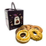 Pupkin Spice Doggie Doughnuts - Halloween Ghost BOX 6PK (back view) — Australian made dog treats by Huds and Toke