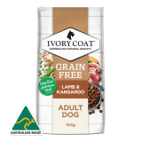Ivory Coat Grain Free Adult ALL Breeds DRY DOG Food Lamb & Kangaroo 13Kg (packaging) — Australian made by Huds and Toke