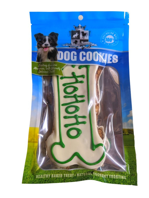 Large Dog Bone Christmas Dog Treat - HoHoHo Cookie — Australian made dog treats by Huds and Toke