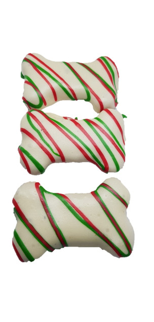 White Christmas DOG Bone Cookies - 40 PCE DOG Treats, Australian made dog treats by Huds and Toke