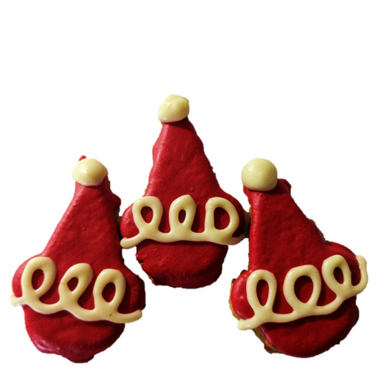 Santa HAT DOG Cookies - 30 PCE Bulk BUY, Australian made dog treats by Huds and Toke
