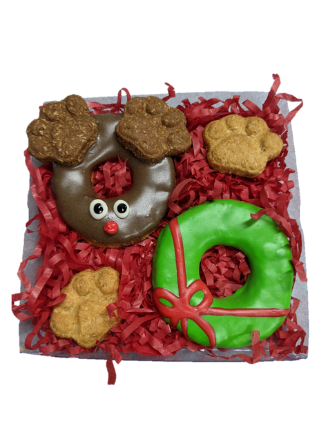 Christmas DOG Treat Gift BOX - Reindeer Christmas Cookie 4Pce, Australian made dog treats by Huds and Toke