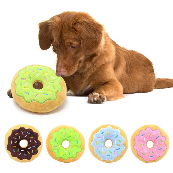Doggy Donut Soft DOG TOY with Squeaker (close-up), Australian made dog treats by Huds and Toke