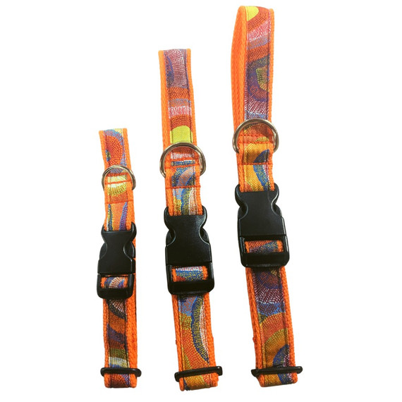 Orange DOT ART DOG Collar - Made IN Australia (packaging), Australian made dog treats by Huds and Toke