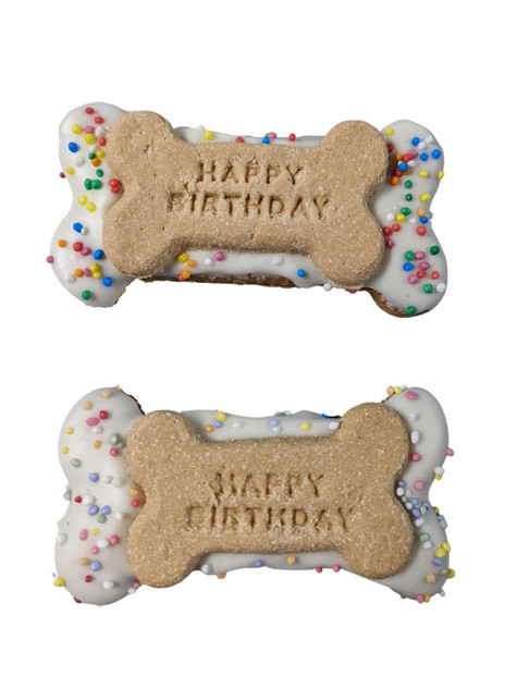 Small DOG Happy Birthday Bone - DOG Treats (close-up), Australian made dog treats by Huds and Toke