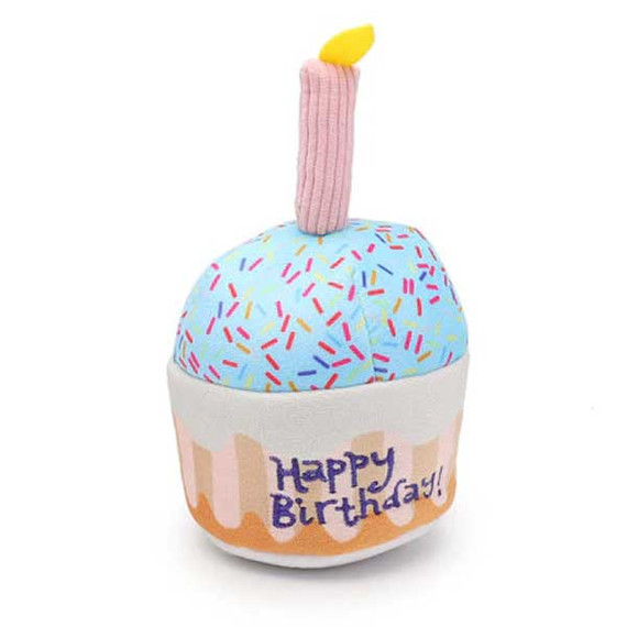 Soft DOG TOY, Happy Birthday Cupcake With Candle, Australian made dog treats by Huds and Toke