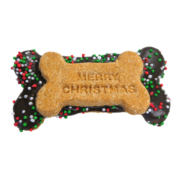 Small Merry Christmas Bone Cookie DOG Treat, Australian made dog treats by Huds and Toke