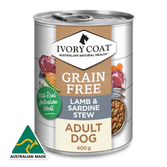 Ivory Coat Grain Free Adult WET DOG Food Lamb & Sardine Stew — Australian made dog treats by Huds and Toke