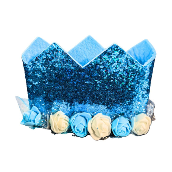 DOG GLITTER PARTY CROWN - 1PCE - LIGHT BLUE