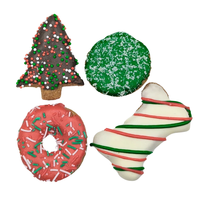 Christmas DOG Treat Cookie MIX - 4Pce (back view), Australian made dog treats by Huds and Toke