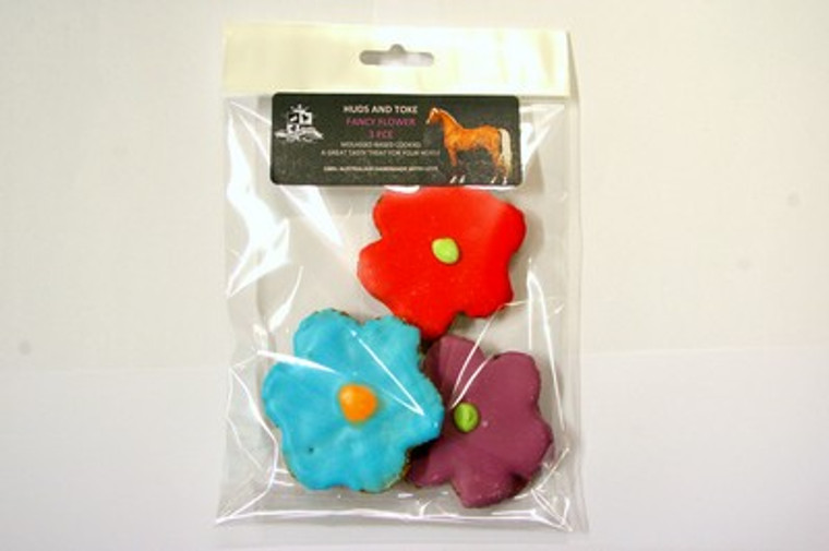 Fancy Flower Horse Treat - Horse Cookies - 3pce Australian made by Huds and Toke.  The Original Horse Treat Company.