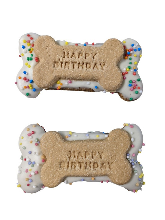 Small Happy Birthday Bone Dog Cookie - Dog Birthday Treats