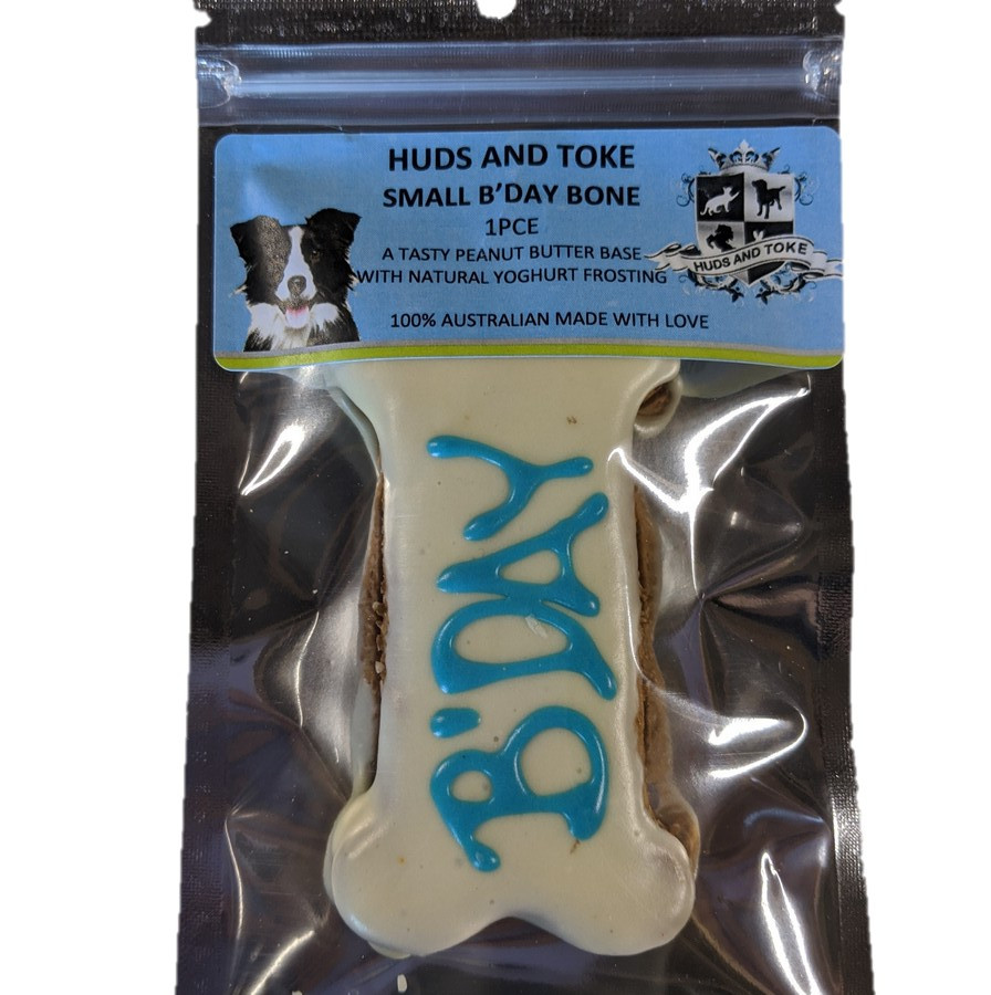 Small Dog Bday Bone - Dog Treats, baked and dried in our own kitchen on the Sunshine Coast.