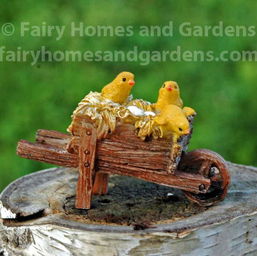 Miniature Hatching Chicks in a Wheel Barrow