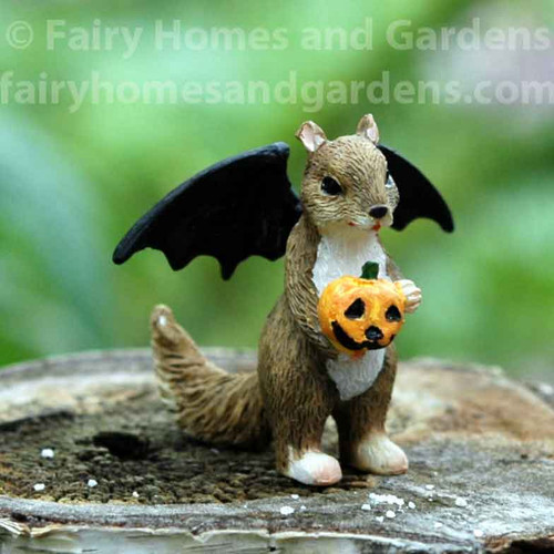 Miniature Halloween Squirrel With Bat Wings Costume