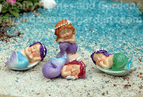 Miniature Sleeping Mermaid Babies - Set of Four