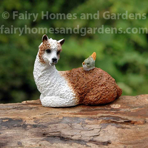 Llama with Tiny Bird Collectible Miniature Figurine