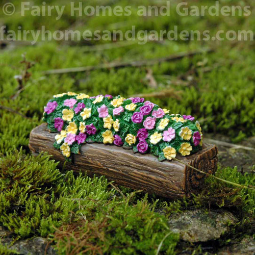 Woodland Knoll Miniature Log Planter of Flowers