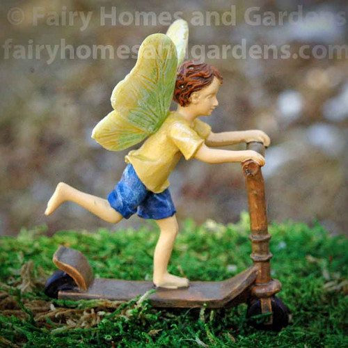 Miniature Fairy Boy Fishing with His Dog - African American Fairy Boy  Figurine - Black Fairy Boy Figurine - Fairy Garden Supply