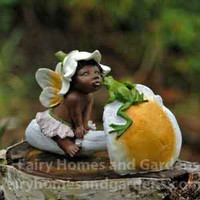 Ebony Fairy Baby Puckered Up to Kiss a Frog