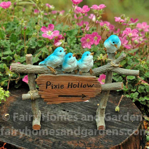 Miniature Pixie Hollow Sign with Birds