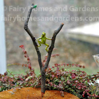 Miniature Frog on a Branch Stake