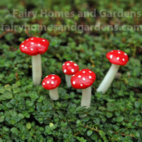 Miniature Fly Agaric Mushrooms - Set of 5