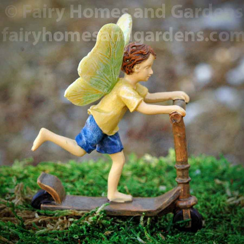  Treasure Gurus Mini Fairy Boy Riding Scooter Miniature Garden  Figurine Dollhouse Accessory Decor : Home & Kitchen