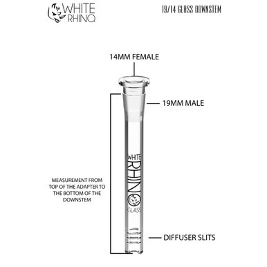 White Rhino 19/14 Glass On Glass Downstem 7 Sizes user manual