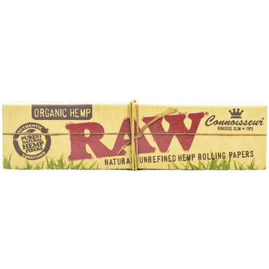 RAW Rolling Papers with Connoisseur Tips-King Size Slim Organic Hemp with Connoisseur Tips