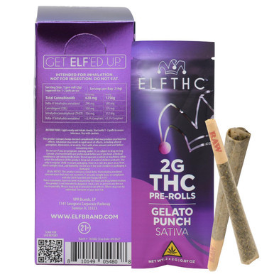 ELFTHC THC PreRolls 2G -2CT Gelato Punch Sativa