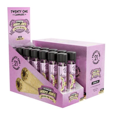 Twenty One Jackpot Joints THCP Infused Prerolls 1.75G Sherblato Box