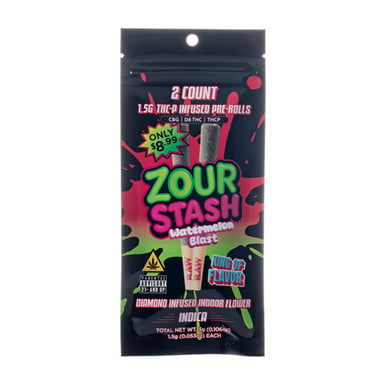 Zour Stash THCP Infused Prerolls 1.5G - 2CT Watermelon Blast Indica