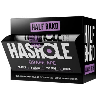 Half Bak'd THC Core Hash Hole Pre rolls 2G -1COUNT Grape Ape Indica