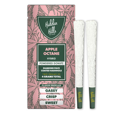 Hidden Hills Powdered Donutz Diamond Hash Hole Prerolls 4G -2COUNT Apple Octane