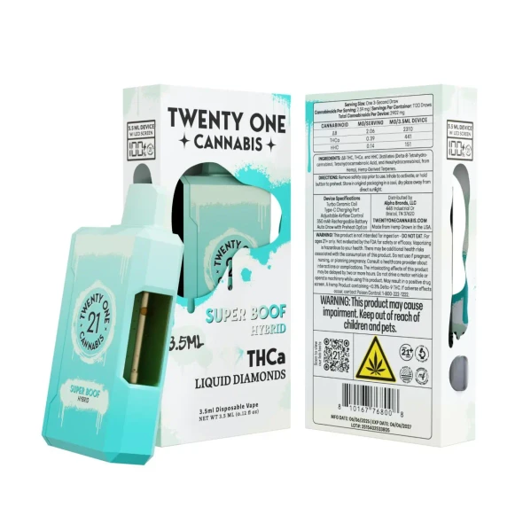 Twenty One THCA Cannabis Liquid Diamonds Disposable 3.5ML Super Boof Hybrid