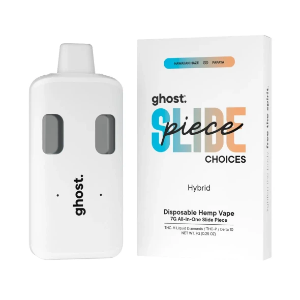 Ghost THC-H THC-P Delta-10 Liquid Diamonds All-In-One Slide Piece Disposable 7G Hawaiian Haze-Papaya Hybrid