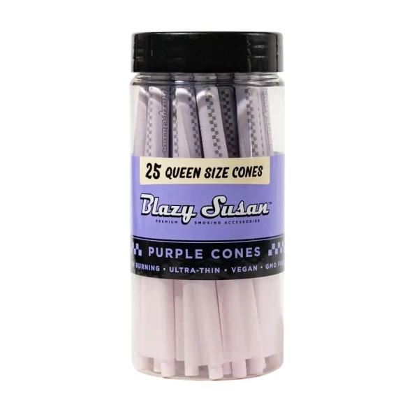 BLAZY SUSAN QUEEN SIZE CONES PURPLE JAR - 25CT