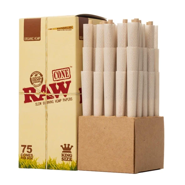 Raw King Size Cones 75CT - Organic Hemp