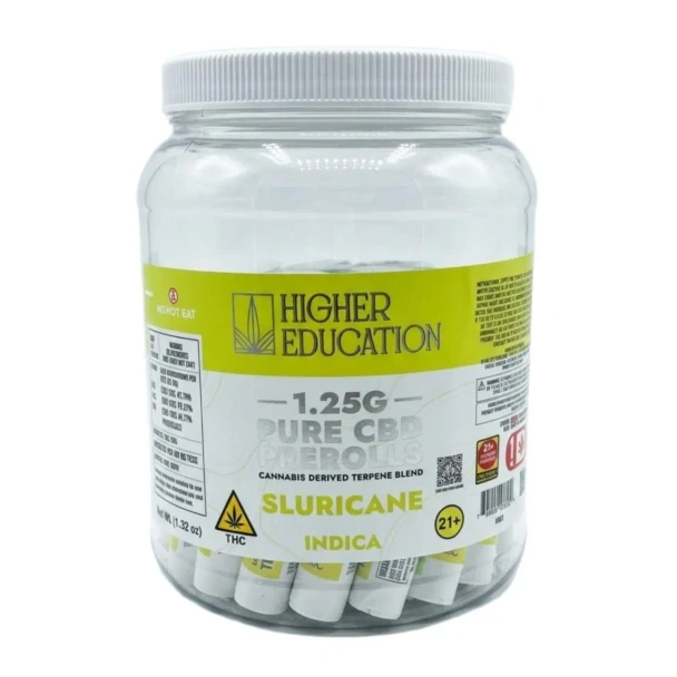 Higher Education Pure CBD Prerolls 1.25G Jar-30CT Sluricane Indica