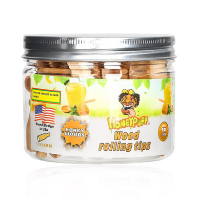 HONEYPUFF WOOD ROLLING TIPS JAR 60CT-Honey Woods